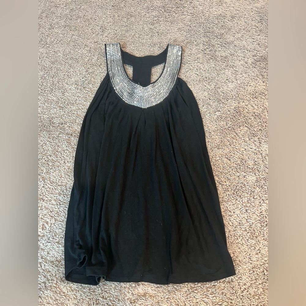 Women’s Lola B. black flow top with silver embellishment size large